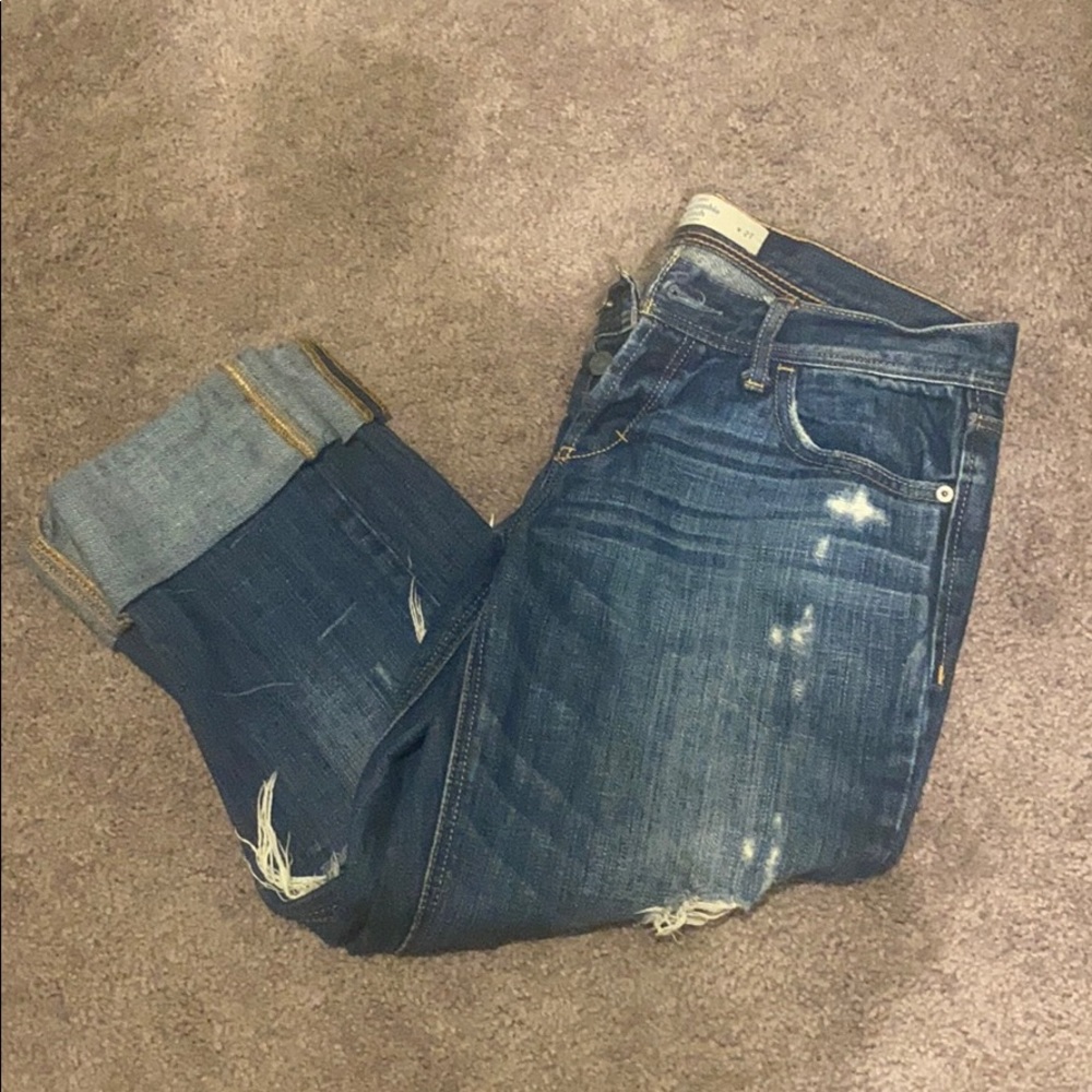 Abercrombie distressed denim capris